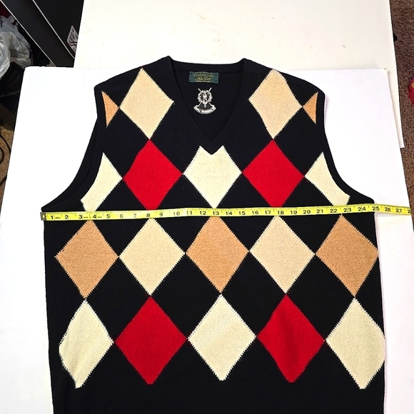 St Andrews Links By Peter Scott Pure Wool Argyle Print Vest Sweater Size XL - Picture 4 of 9